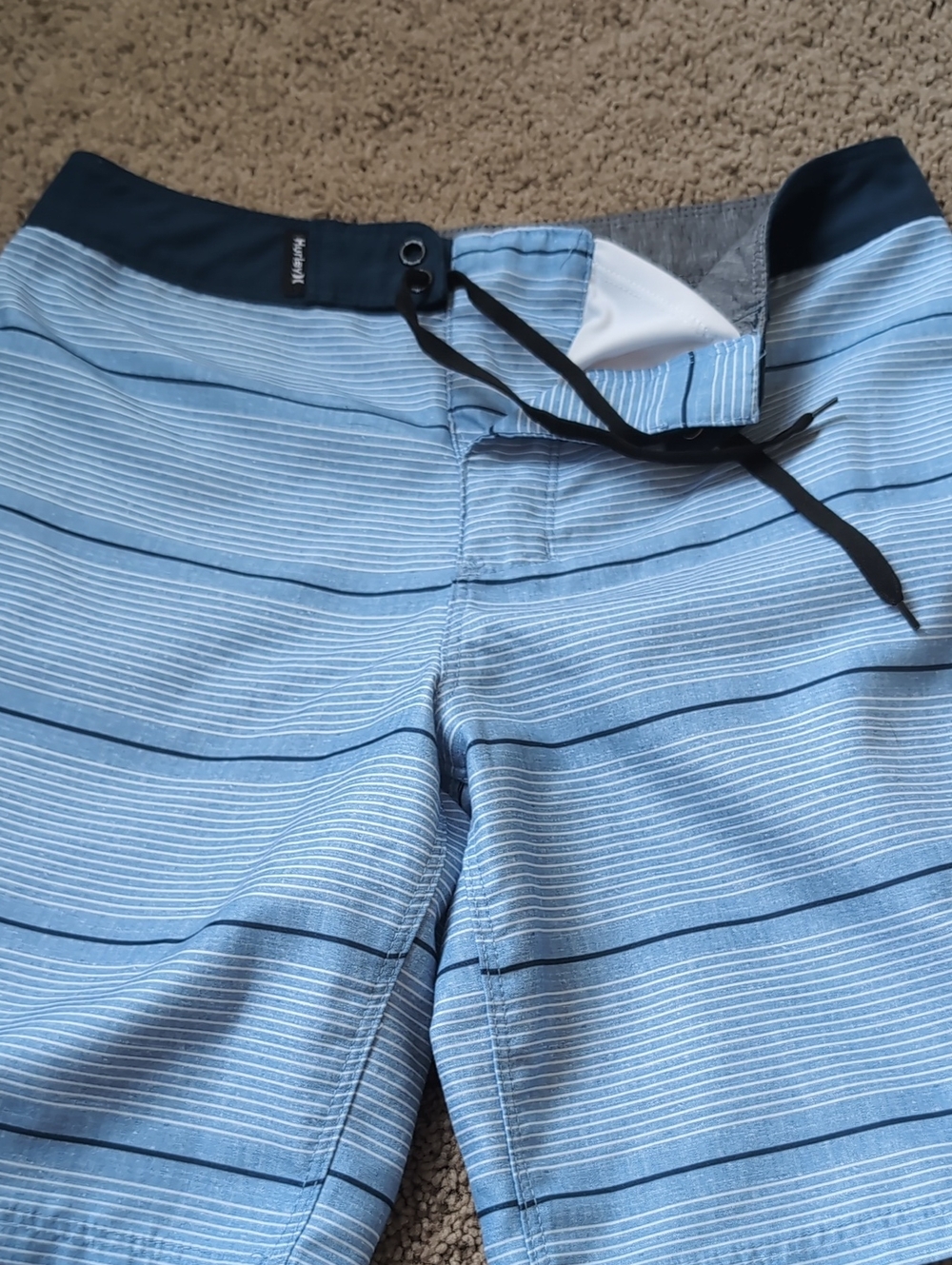 Hurley Light Blue & Navy Striped Board Shorts
